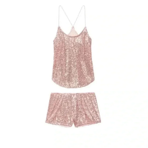VICTORIA’S SECRET BLING  SEQUINS CAMI AND SHORTS SET S - Picture 1 of 10